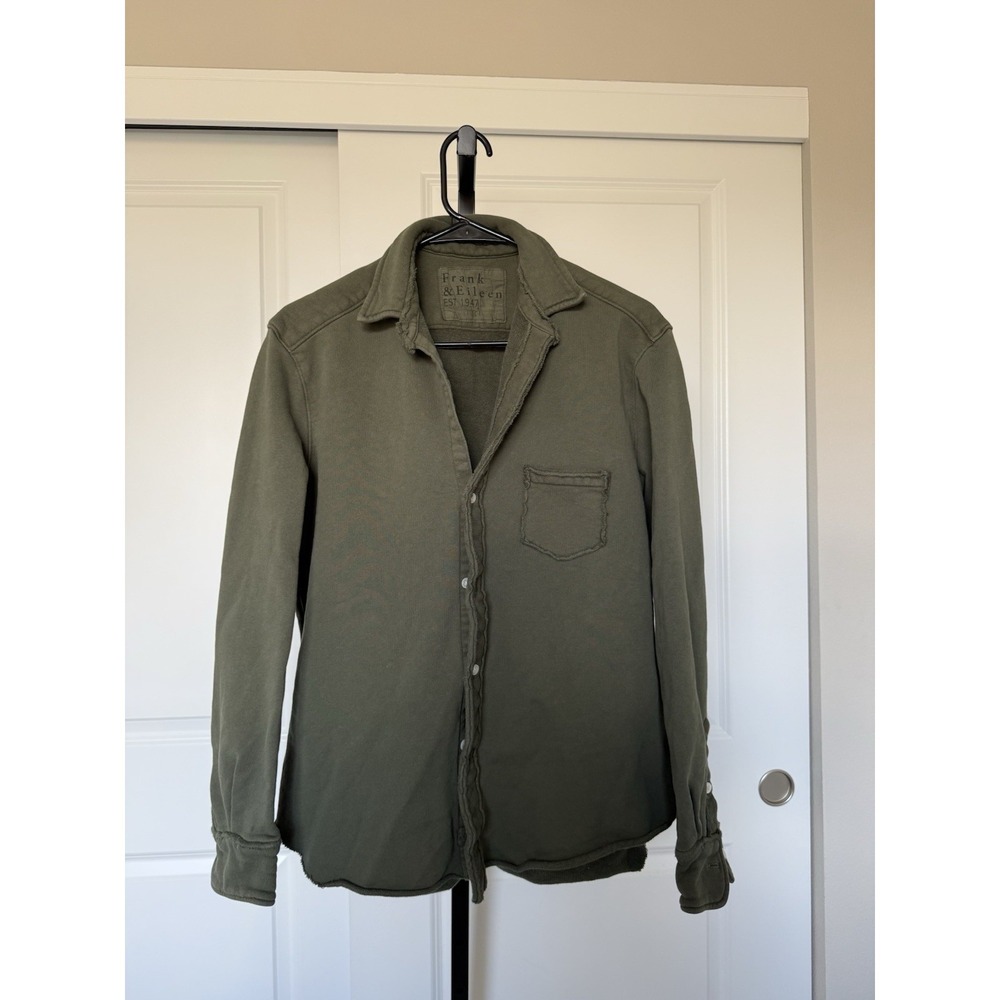 Frank & Eileen Sweatshirt Button up Triple Fleece  Green Size M